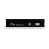 200cm Wall Mount TV Stand Cabinet Floating Wooden Unit 2 Doors Shelf Gloss Black