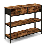 Console Table Sofa Side Table w/ Fabric Drawers Hallway Rustic Brown