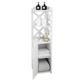 Waterproof Toilet Bathroom Corner Side Shelf Cabinet Stand Big Storage White