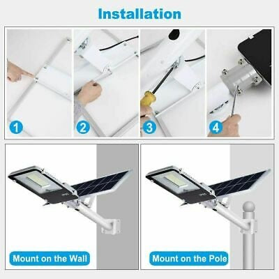 150W Solar LED Street Light & Remote Waterproof Outdoor Flood Garden Street Lamp