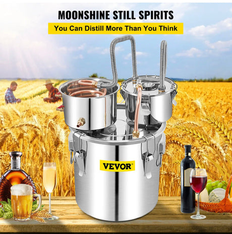 3 Pots 50L Alcohol Distiller Moonshinestill Boiler Spirits Copper Brew