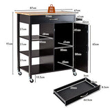 Mobile Kitchen Island Cart Serving Utility Trolley Drawer Shelf Towel Rack