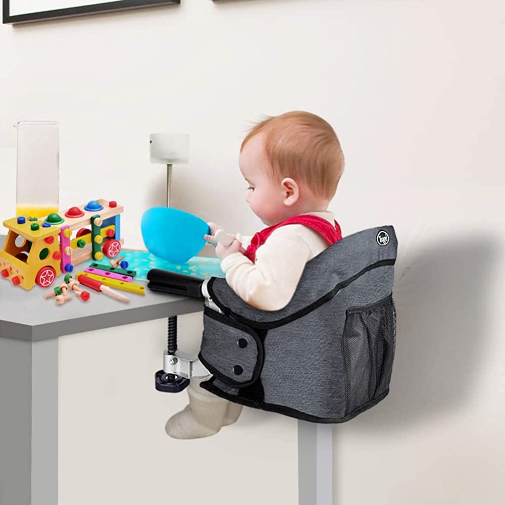 Hook On Chair, Clip on High Chair, Fold-Flat Storage Portable Baby Feeding Seat, High Load Design, Attach to Fast Table Chair Removable Seat for Home and Travel