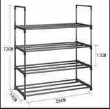 4-Tier shoe rack, Stainless Steel Shoe Storage Organizer, Hold up to 15 Pairs of Shoes, Stackable 