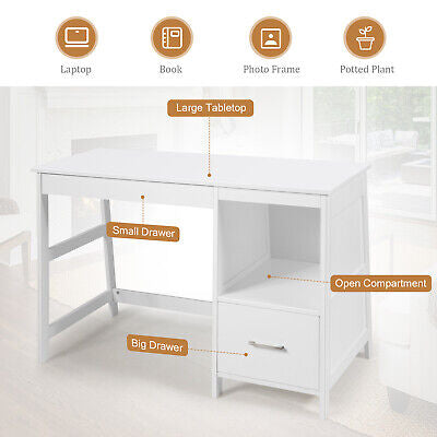 Computer Desk Laptop Workstation Drawers Shelf Student Study Home Office