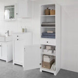 White Tall Cabinet with Shelves Bathroom Cabinet Tall Cupboard