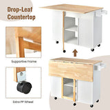 Kitchen Island Trolley Cart Drop-Leaf Top Storage Cabinet Drawer 5 Wheel