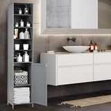 Bathroom Storage Cabinet 7-Tier Shelves Wooden Cupboard Tallboy White/Grey 182CM