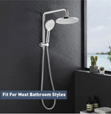 Dual Shower Heads Set 9" Rain Round Chrome Gooseneck Arm 2 in 1 System