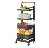 4 Tier Storage Cart,Organizer Rack,Kitchen Trolley on Wheels,Adjustable S