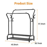 Heavy Duty Double Rail Clothes Garment Hanging Rack Shoe Metal Storage Shelf