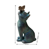 Cat Play Butterfly Statues Figurines Garden Resin Sculptures Landscape Ornament