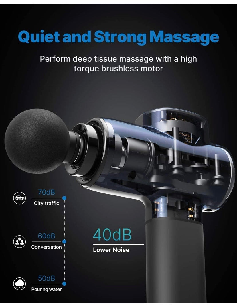 Muscle Massage Gun, Powerful and Quiet Massage Gun Deep Tissue Percussion Massager Gun for Athletes, Electric Back Massagers, Handheld Portable Body Massager Gun Ideal Gifts