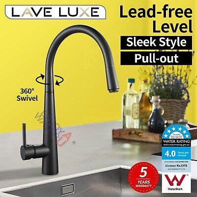 Black Pull Out Kitchen Sink Mixer Tap Brass Swivel Spout Basin Faucet