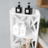 Waterproof Toilet Bathroom Corner Side Shelf Cabinet Stand Big Storage White