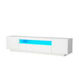 TV Cabinet Entertainment Unit Stand Gloss RGB LED Furniture White 180CM