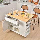 Kitchen Island Trolley Cart Drop-Leaf Top Storage Cabinet Drawer 5 Wheel