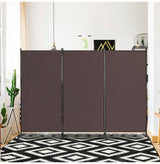 3-Panel Room Divider Folding Privacy Screen with Hinges Steel Base Wood