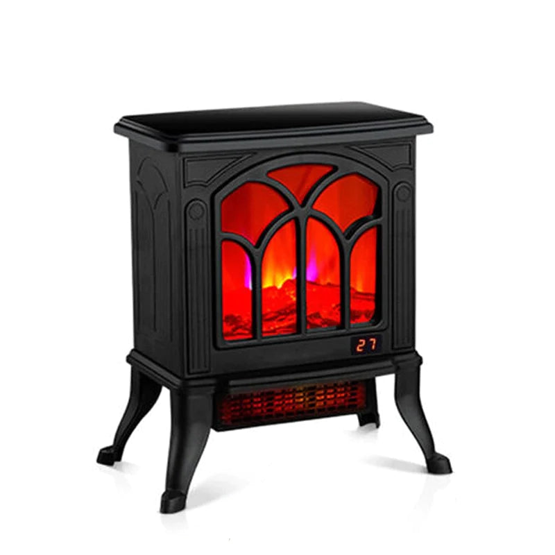 Electric Fireplace Heater Fan Stove PTC Ceramic Log Flame Effect Mantel Timer