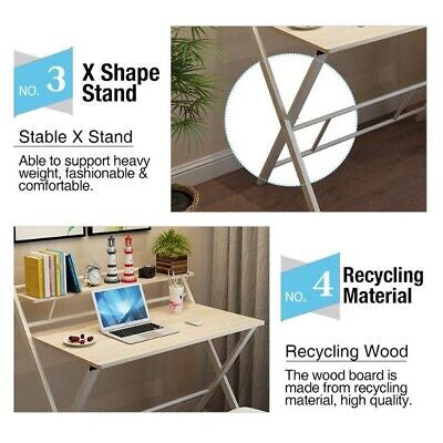 Folding Free Installation Desk Wooden Home Office Computer Desk Side Table