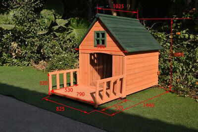 Xl Large Dog House Kennel Pet Timber Wooden With Decking