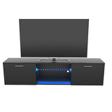 160CM TV Cabinet Stand Entertainment Unit Storage RGB LED & w/2 Drawers Black