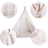 Large Teepee Tent Wigwam with Mat Boys Girls Pretend Play Tent Wood Frame