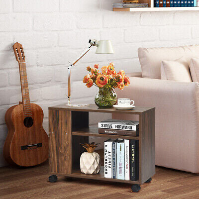 Beside Table Rolling Sofa Side End Table Nightstand Industrial w/ Wheels