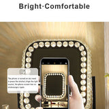 Tabletop Stainless Steel LED Princess Crystal Vanity Mirror with 3 color Lights