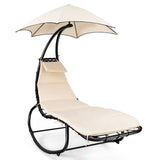 Hammock Chair Swing Lounger Chaise Outdoor Daybed w/ Pillow Canopy Stand Cushion