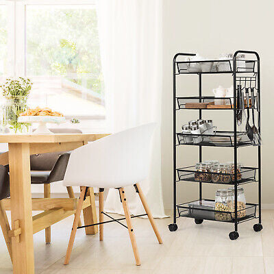 Kitchen Trolley Storage Rack Utility Cart Rolling Serving Island Shelf