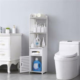 Waterproof Bathroom Toilet Side Corner Cabinet Shelf Stand Big Storage White