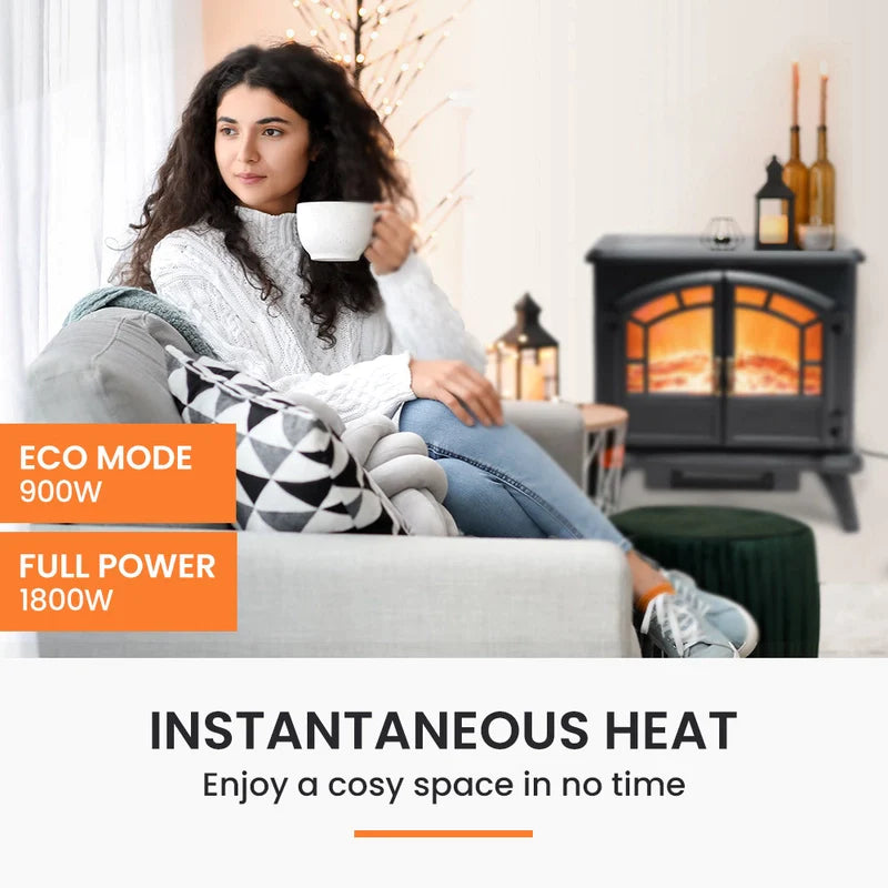 Free Standing Electric Log Stove Fireplace Heater with Flame Effect