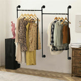 XL Industrial Wall Pipe Rack Commercial Clothes Hanging Rail Organizer 2 Way Use