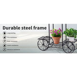 Plant Stand Outdoor Indoor Garden Decor Flower Pot Rack Iron 4 Wheeler