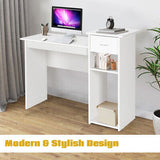 Computer Desk Study Writing Table w/ Storage Shelves Home Office White