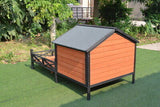 Dog House Kennel Pet Timber Wooden With Decking Patio Stair