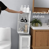 Waterproof Toilet Bathroom Corner Side Shelf Cabinet Stand Big Storage White