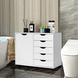 5-Drawer Storage Cabinet Mobile Printer Stand Dresser Wheel Modern White