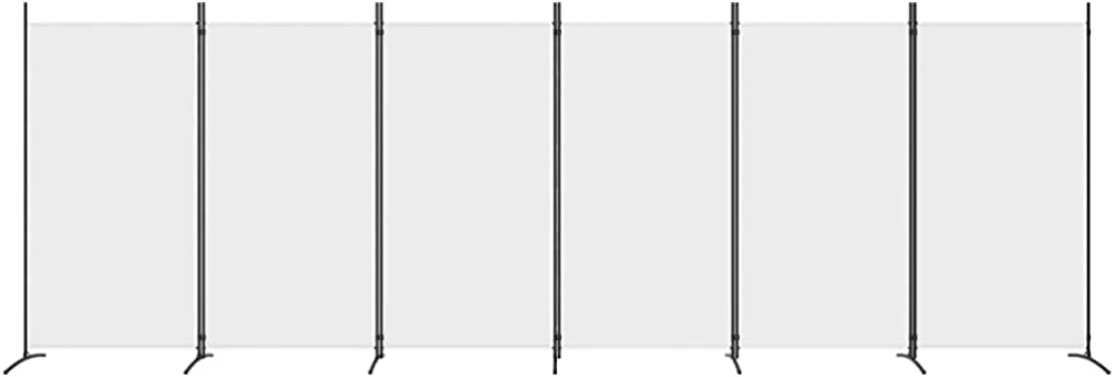 6-Panel Room Divider Living Room Bedroom Partition Privacy Protection Screen Room Separator Folding Dressing Wall White Fabric