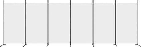 6-Panel Room Divider Living Room Bedroom Partition Privacy Protection Screen Room Separator Folding Dressing Wall White Fabric