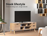 TV Cabinet Entertainment Unit Stand Storage Drawer Wooden Shelf Oak 140cm