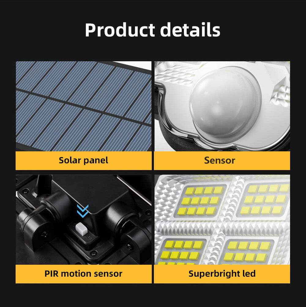 Solar Lights Outdoor, Motion Sensor Security Lights, Separate Solar Panel, 4 Adjustable Head, 198 LED 300° Wide Angle, Waterproof Wall Lights for Porch Yard Garage Pathway