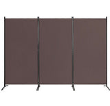 3-Panel Room Divider Folding Privacy Screen with Hinges Steel Base Wood