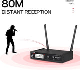 D Debra VM302 VHF Wireless Microphone System with Dual Handheld Mic Have XLR Interface, 80M Range, for Home Karaoke Wedding Conference Speech