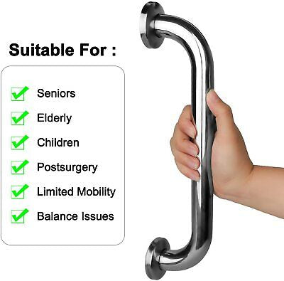 2X Safety Grip Bathroom Support Grab Handle Steel Bath Shower Toilet Hand Rail