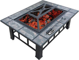 Outdoor Fire Pit BBQ Table Grill Fireplace w/Ice Tray Barbecue Picnic Heater Desk Garden Patio Camping Cooker Brazier