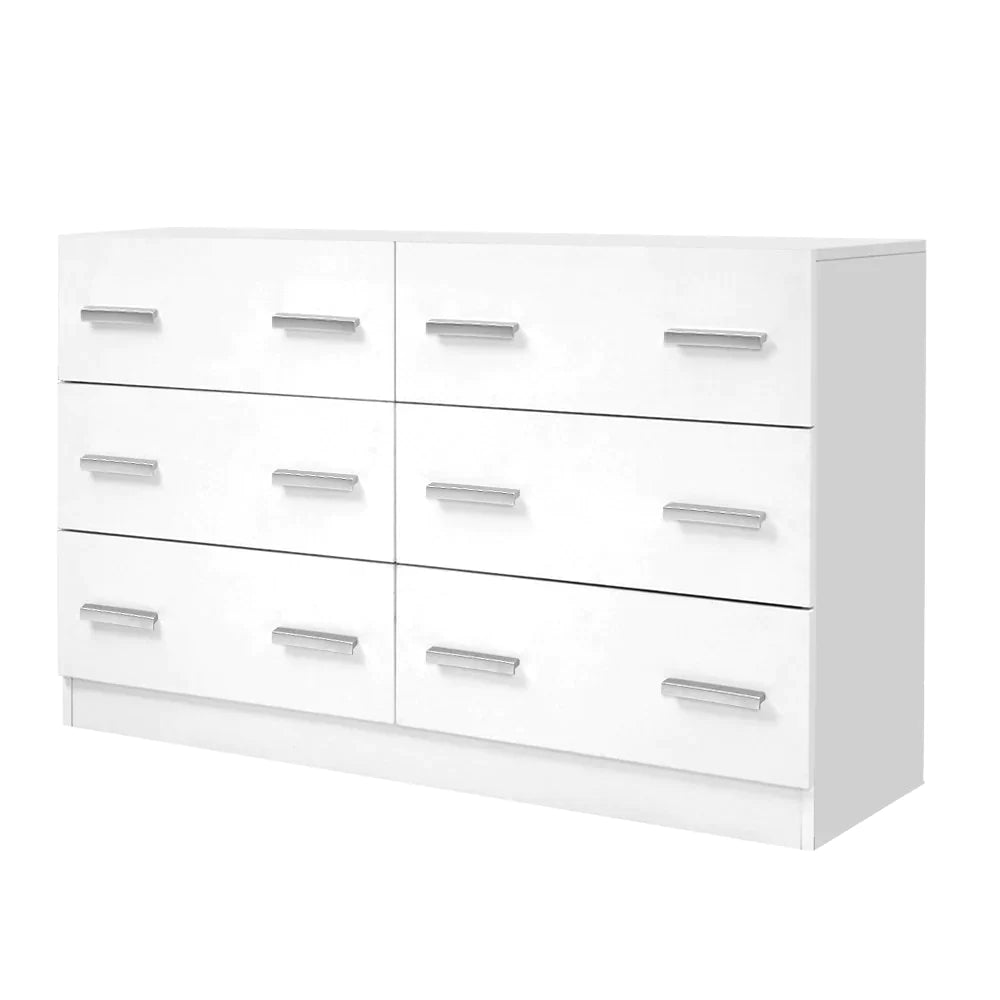 6 Chest of Drawers Lowboy Dresser Storage Cabinet White