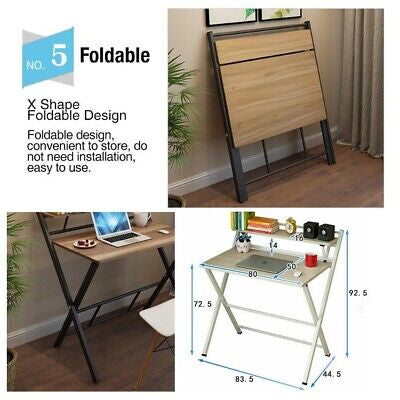 Folding Free Installation Desk Wooden Home Office Computer Desk Side Table