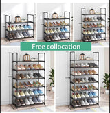 4-Tier shoe rack, Stainless Steel Shoe Storage Organizer, Hold up to 15 Pairs of Shoes, Stackable 